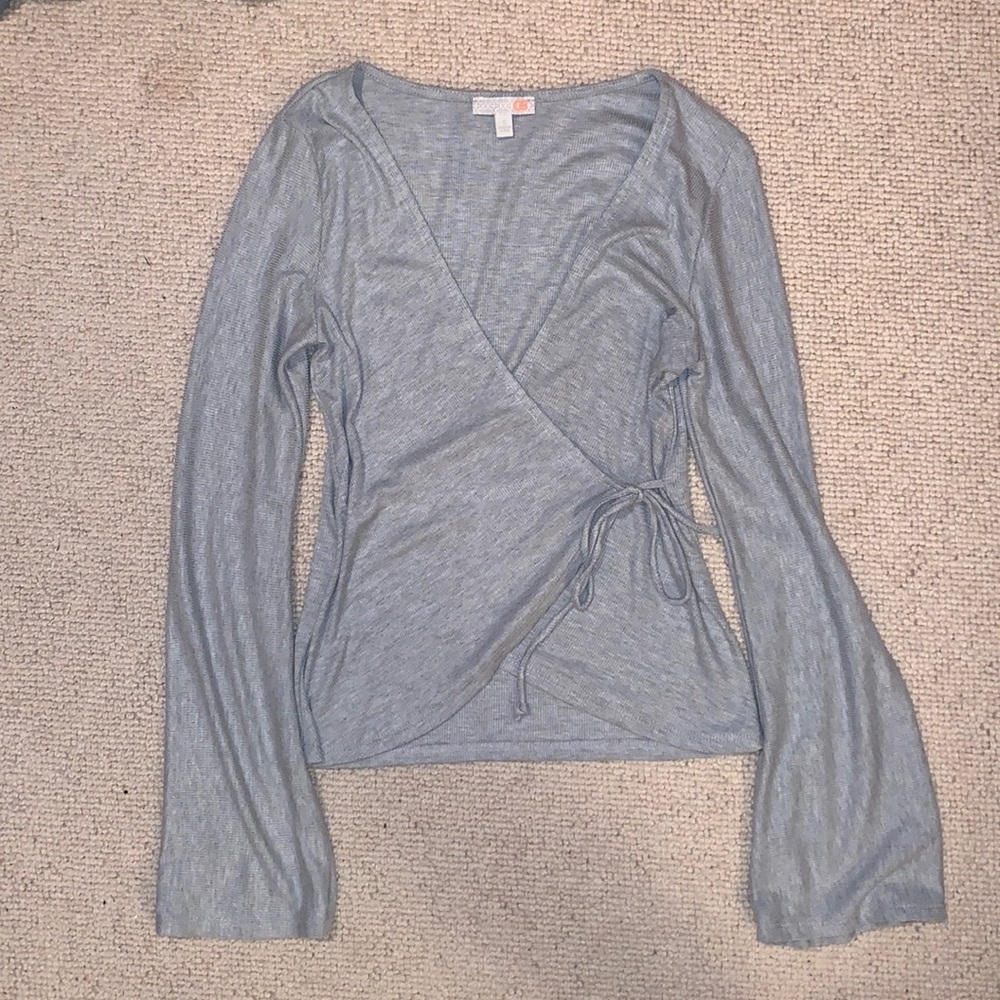Wrap Top with Flare Sleeves